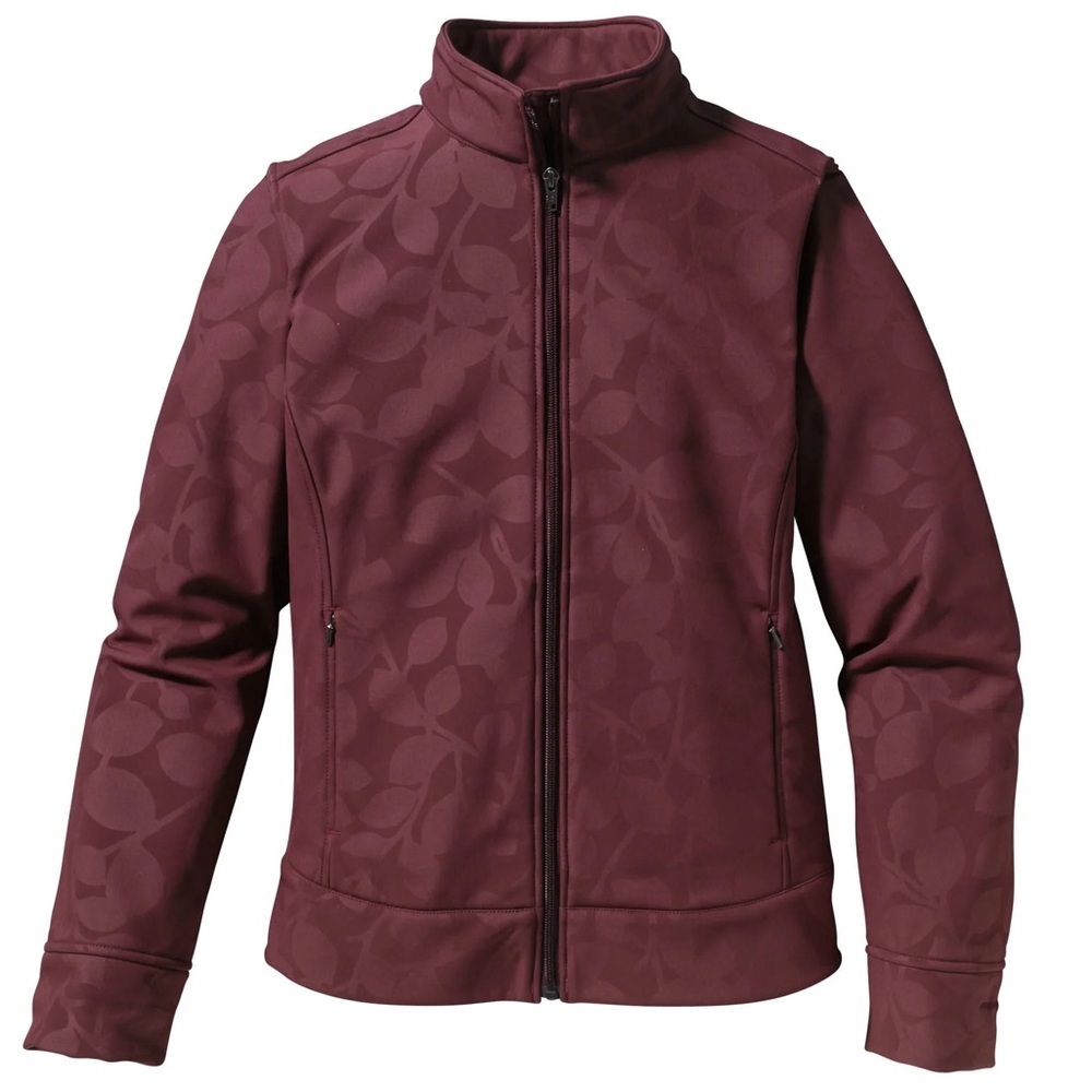 Patagonia Floral Print Demitasse Bordeaux Softshell Jacket Women’s Size S